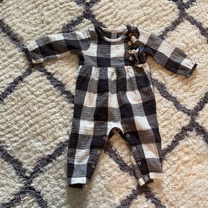 Adorable City Mouse Romper in Buffalo Plaid